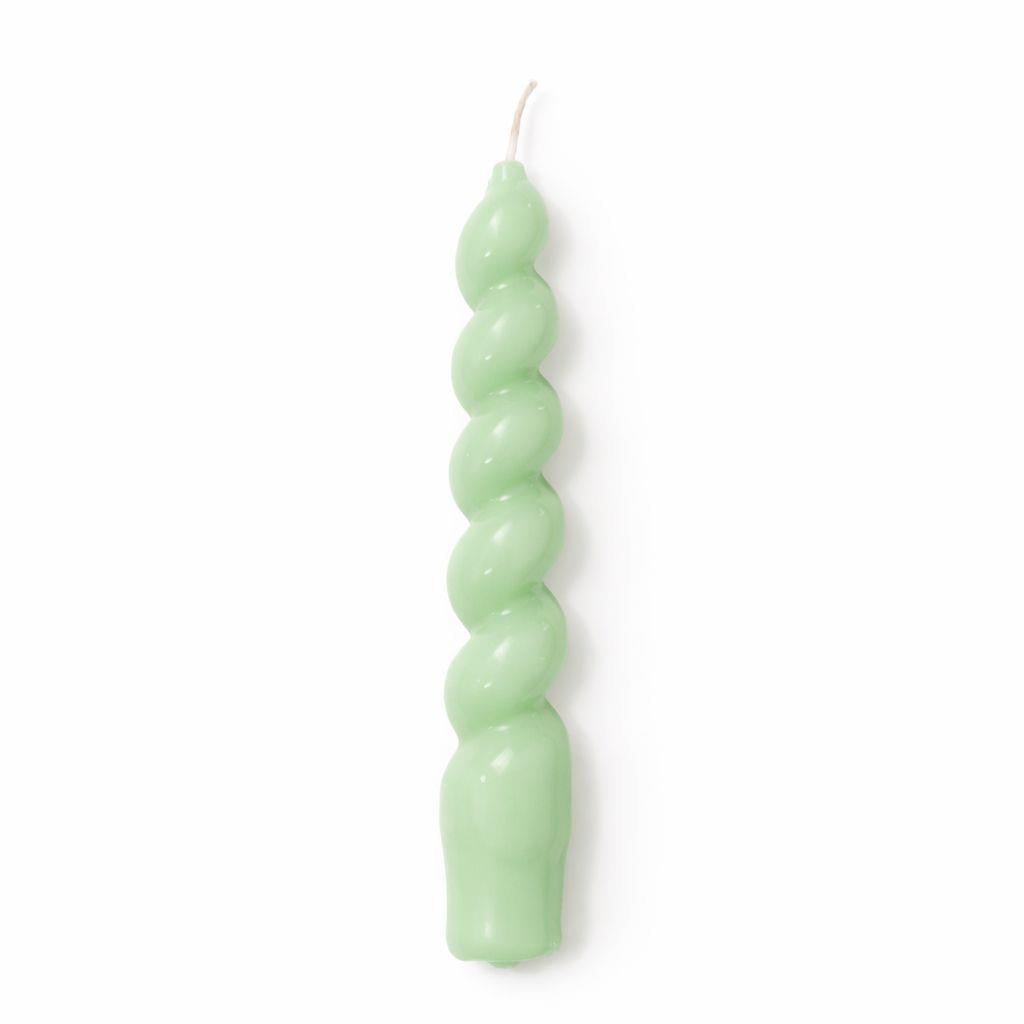 İTALYAN BURGU MUM - MİNT YEŞİL PARLAK 18 CM