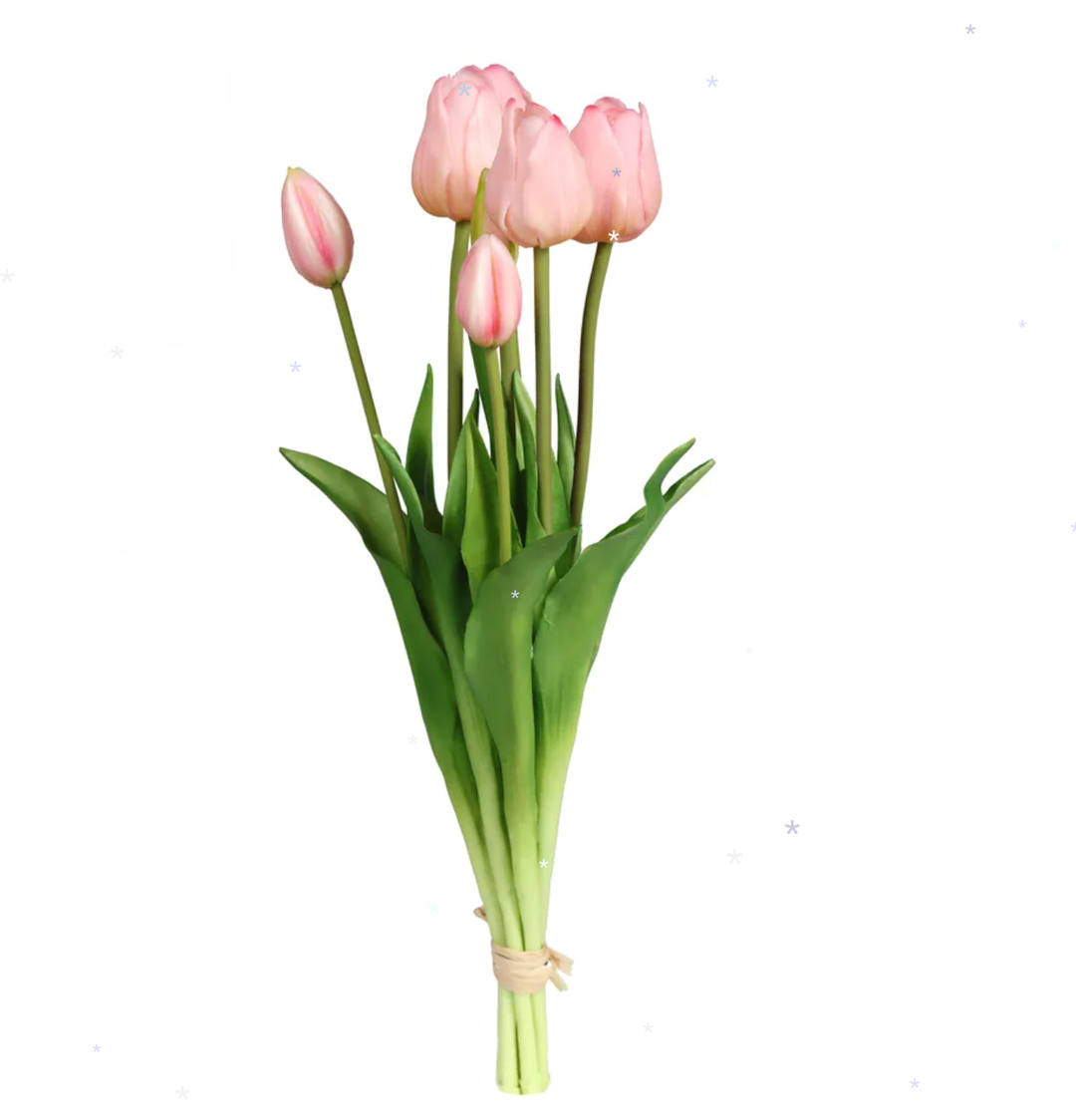 Islak Dokulu Yapay Lale Büyük Boy - 45 cm Pembe