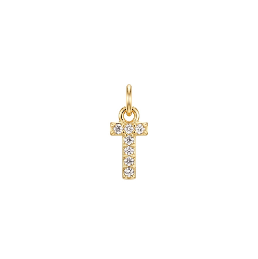 Letter T Charm - Gold