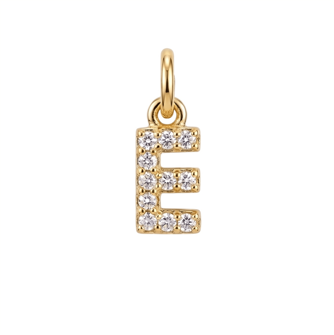 Letter E Charm - Gold