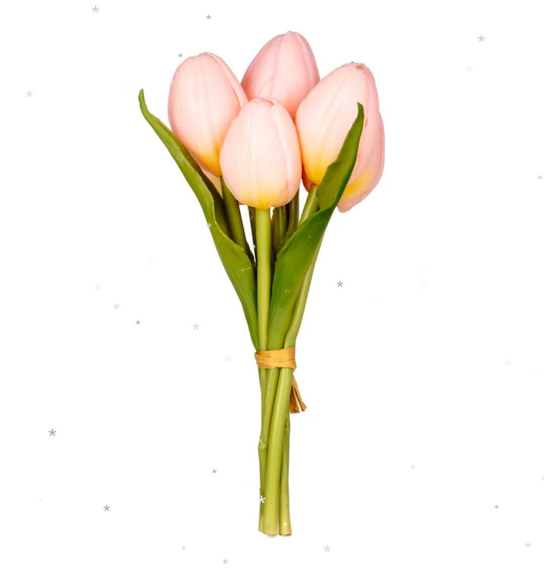 Mini Islak Dokulu Yapay Lale - Pembe 16 cm