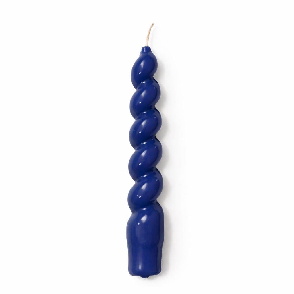 İTALYAN BURGU MUM - LACİVERT PARLAK 18 CM