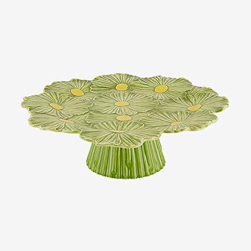BORDALLO PINHERIO Maria Flor Yeşil Seramik Kek Standı 37 Cm