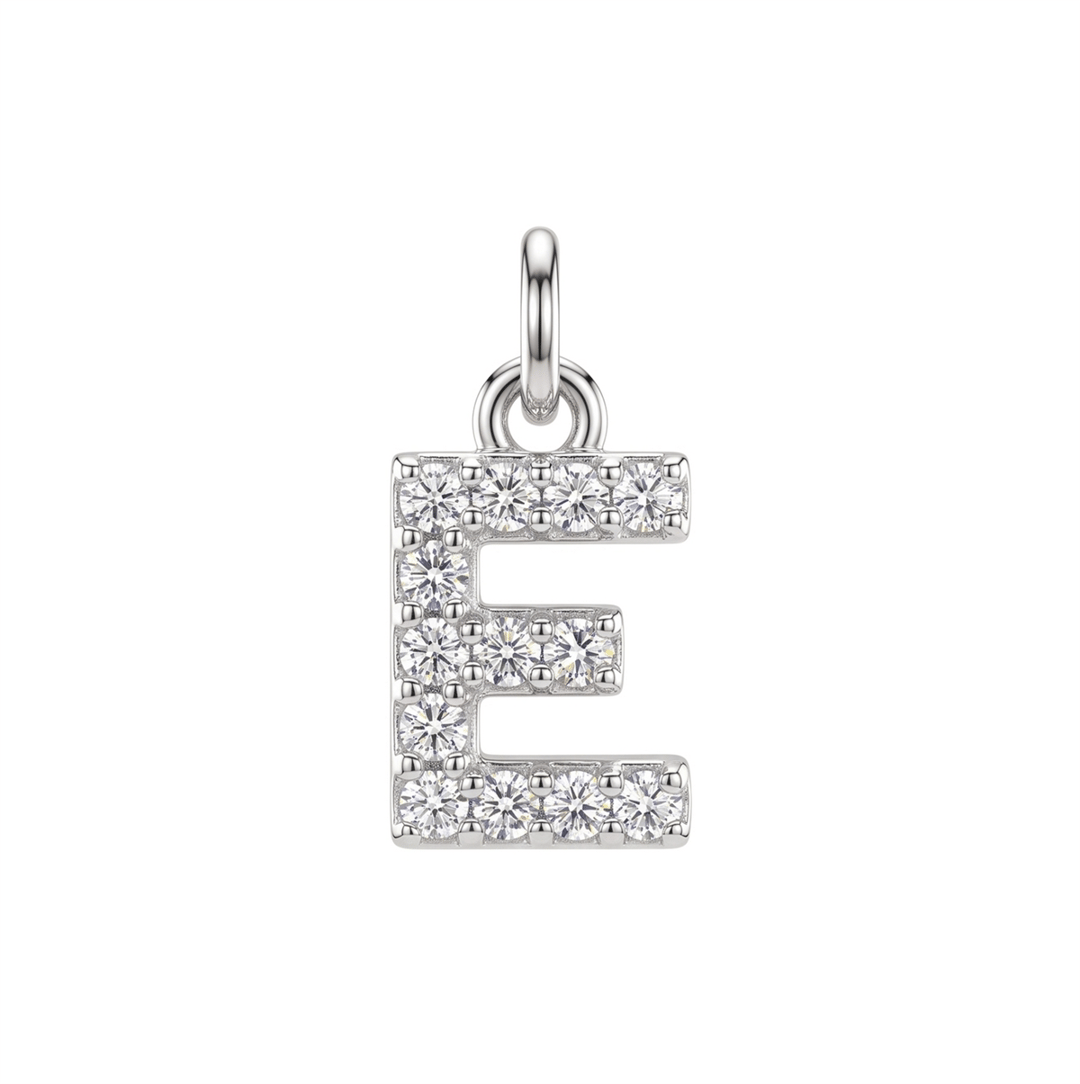 Letter E Charm - Silver