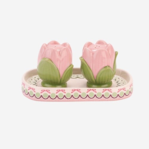 CATH KIDSTON Fields Pembe Stoneware Lale Formlu Tuzluk ve Biberlik 14,5X8x7 Cm