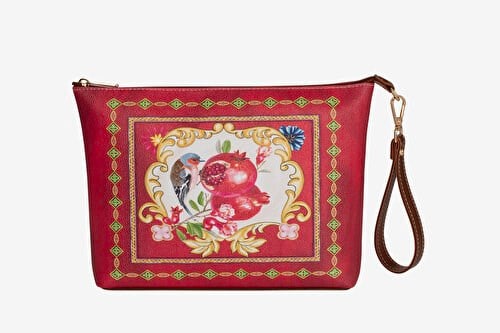 Chiara Alessi Bird Kırmızı Suni Deri Clutch&Portföy Çanta 30X21 Cm
