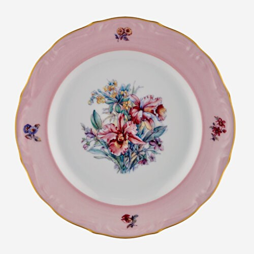 Chiara Alessi Flores Çiçekli Pembe Porselen Pasta Tabağı 19 Cm