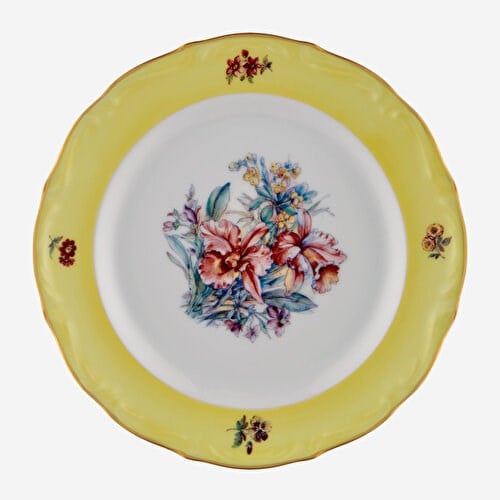 Chiara Alessi Flores Çiçekli Sarı Porselen Pasta Tabağı 19 Cm