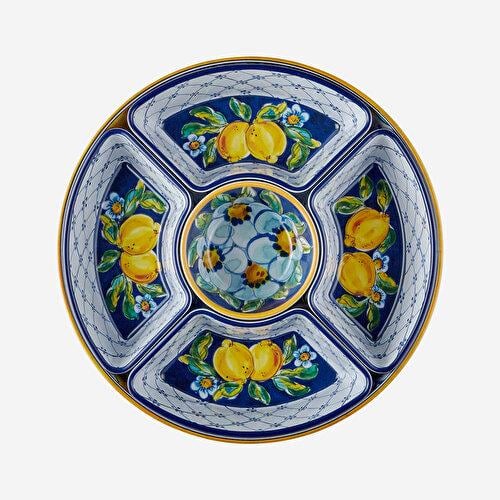 Chiara Alessi Limoncello Mavi Melamin 5 Bölmeli Servis Tepsisi 39 Cm