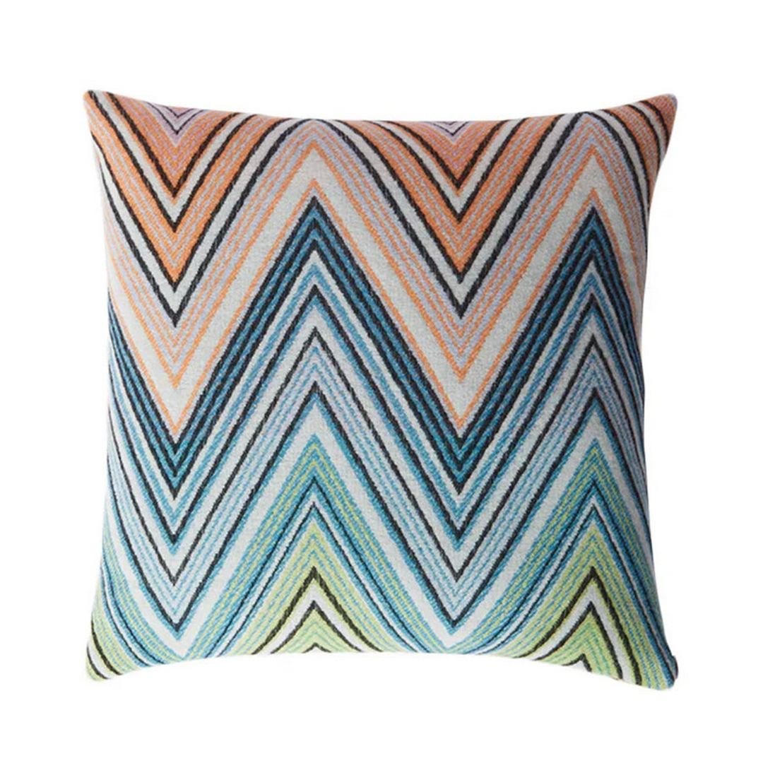 Plum Yeşil Çok Renkli Zigzag Desenli Dekoratif Yastık 60 x 60 cm