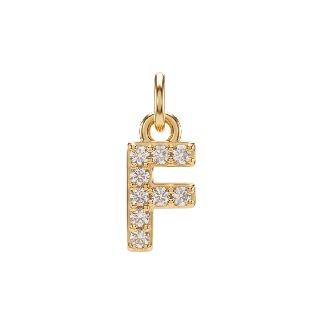 Letter F Charm - Gold