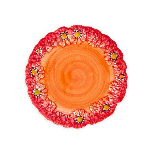 EDELWEISS ITALY Camomilla Kırmızı Seramik Kahvaltı Tabağı 22 Cm