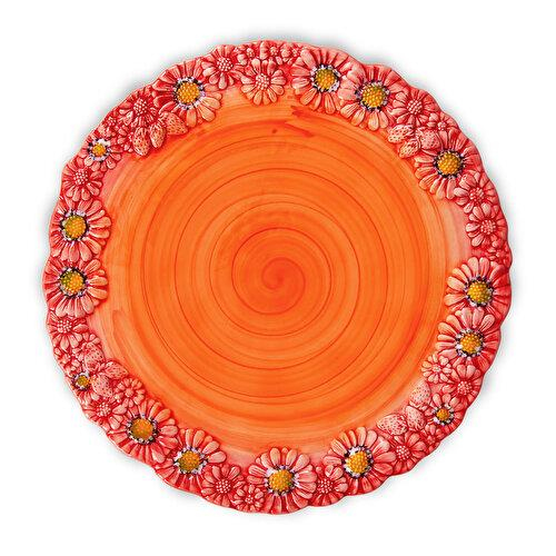 EDELWEISS ITALY Camomilla Kırmızı Seramik Servis Tabağı 36 Cm