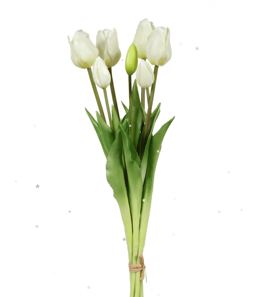 Islak Dokulu Yapay Lale Büyük Boy - 45 cm Beyaz