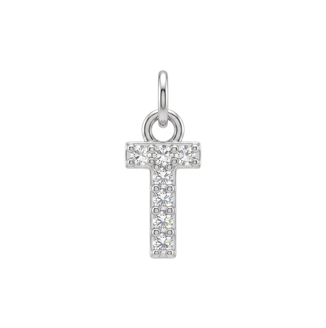 Letter T Charm - Silver