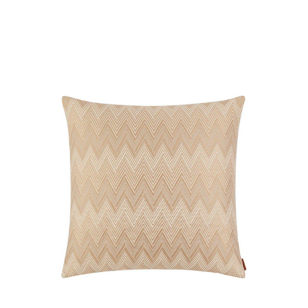 Brest Bej Beyaz Zigzag Desenli Dekoratif Yastık 40 x 40 cm