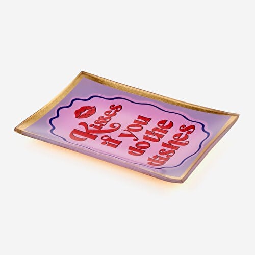 Gift Company Mor Cam Kisses Dishes Dekoratif Tabak 10X0,8X14,2 Cm