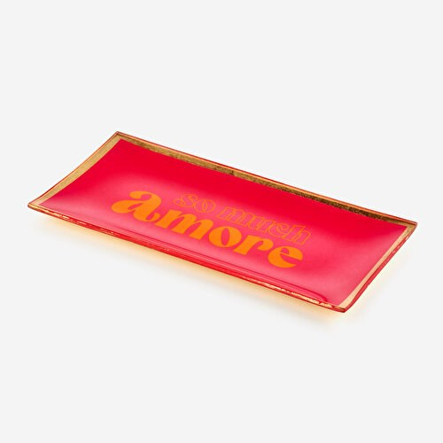 Gift Company Pembe Cam Amore Dekoratif Obje 10X0,8X21 Cm