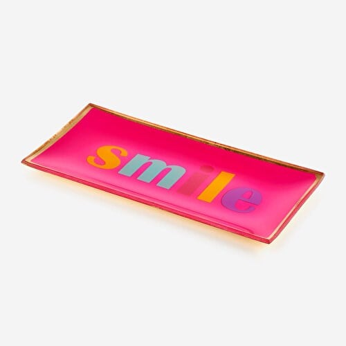 Gift Company Pembe Cam Smile Dekoratif Tabak 10X0,8X21 Cm