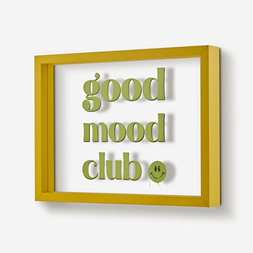 Gift Company Sarı Cam MDF Good Mood Club Çerçeve 35X26x4 Cm