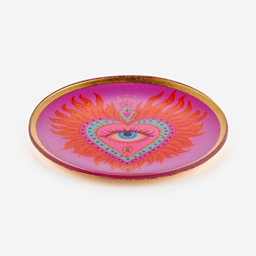 Gift Company Turuncu Cam LatinaEye Dekoratif Tabak 13X1x13 Cm