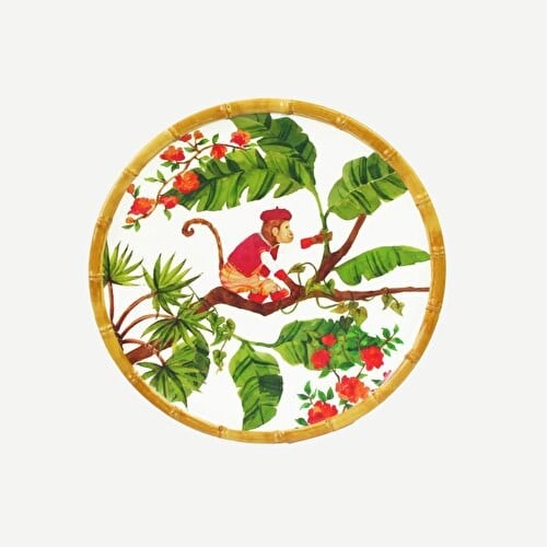 Les Jardins de la Comtesse Bali Yeşil Beyaz Melamin Kahvaltı Tabağı 23 Cm