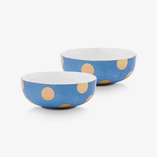 Pip Studio Dot Delight Mavi Porselen Kase Seti 15 Cm