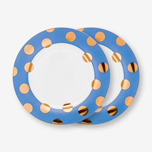 Pip Studio Dot Delight Mavi Porselen Yemek Tabağı Seti 26,5 Cm