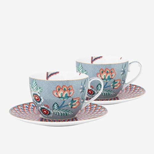 Pip Studio Flower Festival Mavi Porselen Çay Fincan Seti 280 Ml