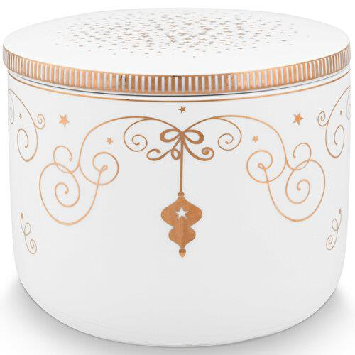Pip Studio Royal Gold White Beyaz Porselen Mum 11,7X9,6 Cm
