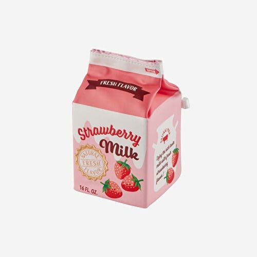 Yup! Pembe Suni Deri Çilekli Süt Makyaj Çantası 15X8,5X8,5 Cm