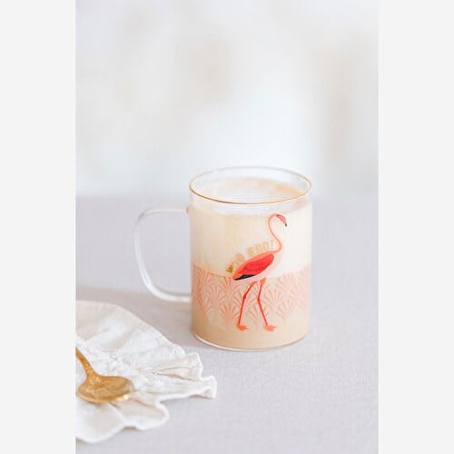 YVONNE ELLEN Animals Flamingo Turuncu Cam Kupa 400 Ml