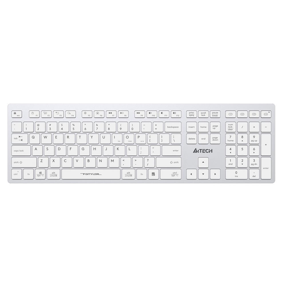 A4TECHA4 Tech Fstyler FBX50C Beyaz Bluetooth+2.4G Nano Fn Şarjlı Multimedya Klavye4711421972772