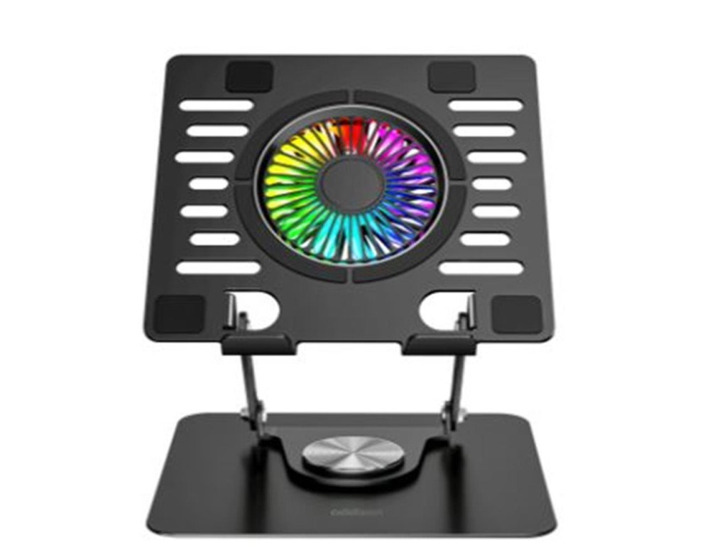 ADDISONAddison AD-RC36 Steely 360 Derece Dönebilen Fanlı RGB Işıklı Ayarlanabilir Siyah Metal Laptop Stand8680096145674