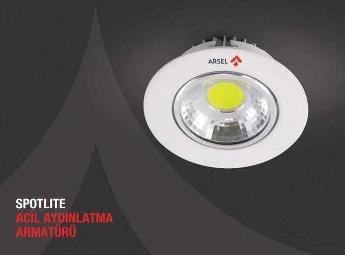 ArselArsel Spotlite SP-303M-5 Acil Aydınlatma Armatürü Sürekli ve  Kesintide 180 Dak. Yanan 5W LEDSP-303M-5