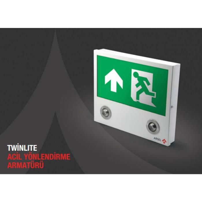 ArselArsel Twinlite TW-123-L Acil Çıkış Yönlendirme Armatürü Sürekli ve Kesintide 180 Dak. Yanan LED + LEDTW-123-L