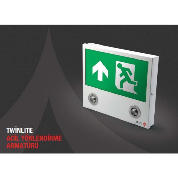 ArselArsel Twinlite TW-123-L Acil Çıkış Yönlendirme Armatürü Sürekli ve Kesintide 180 Dak. Yanan LED + LEDTW-123-L