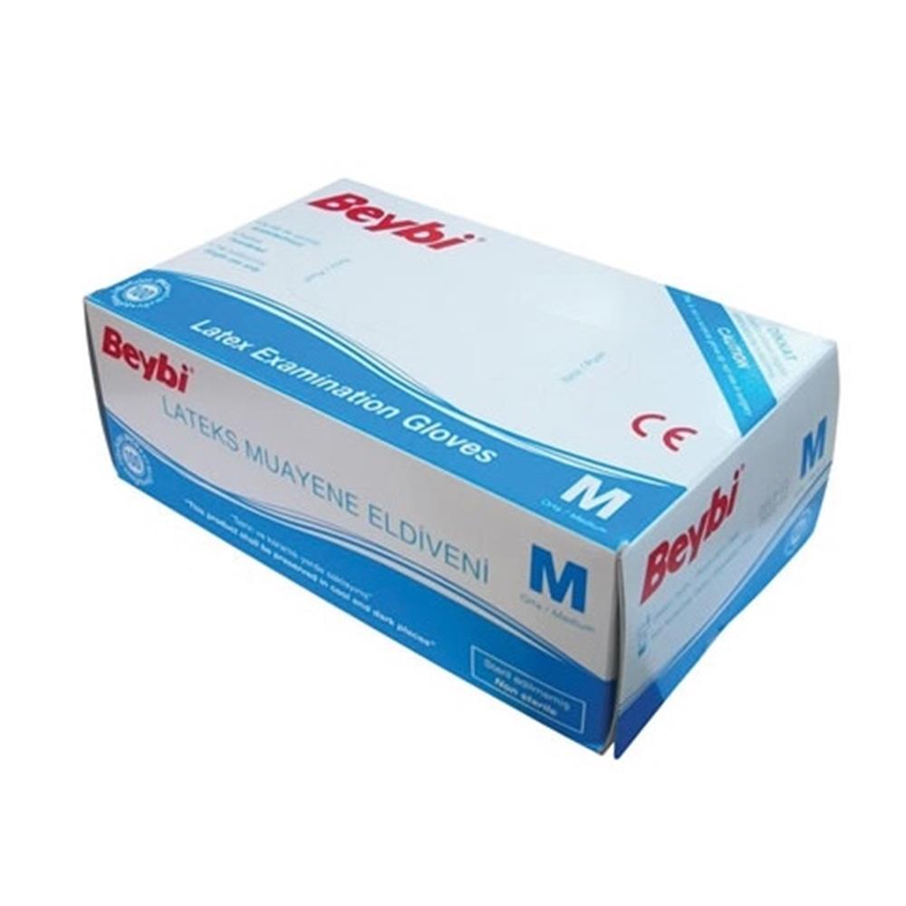 BEYBİBeybi Lateks Pudralı (M) Medium Beden Muayene Eldiven 100lü Paket8681780110794