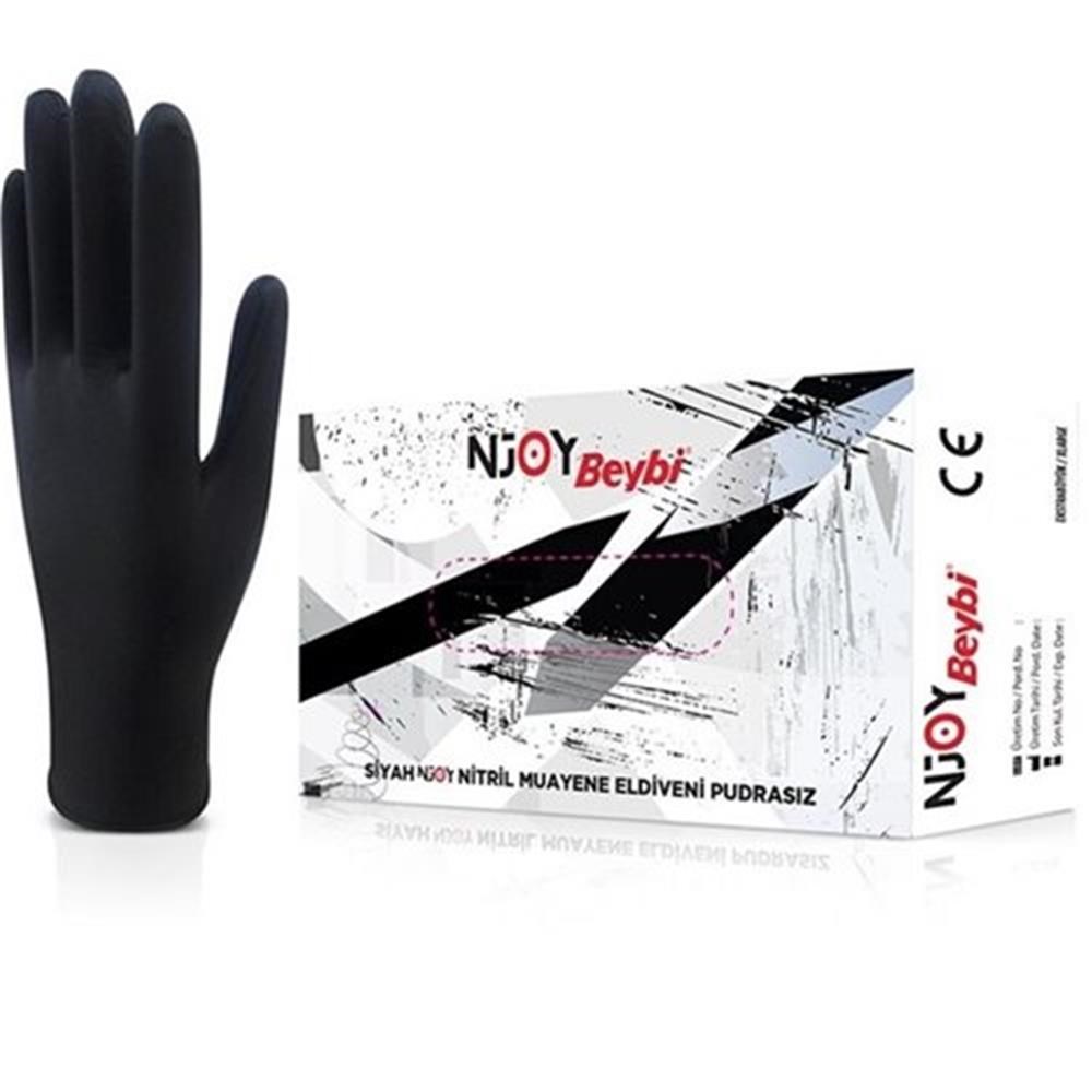 BEYBİBeybi Muayene  Large Pudrasız Njoy Nitril Siyah Eldiven8681780110916