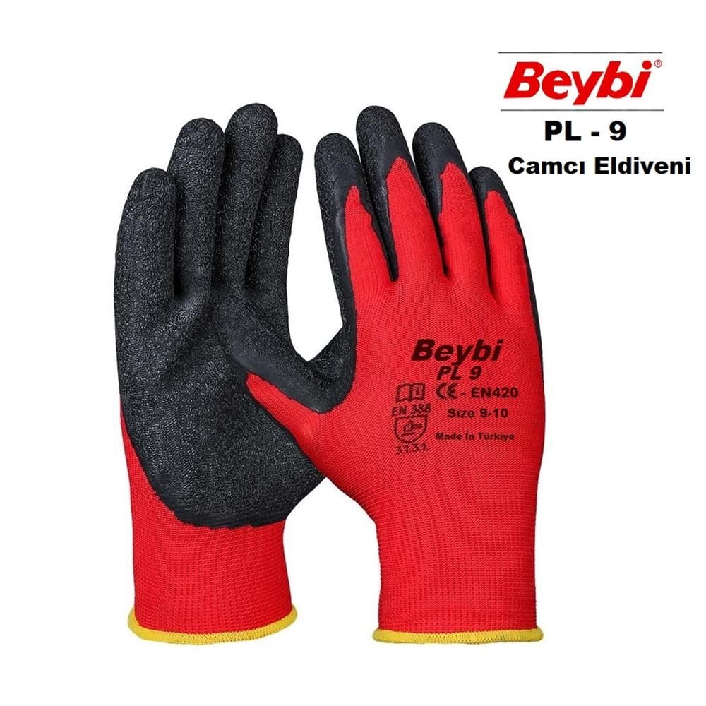 BEYBİBeybi Nitril Poly PL9 9 Beden Kırmızı Siyah İş Eldiveni 12li Paket Camcı Eldiveni8681780022400