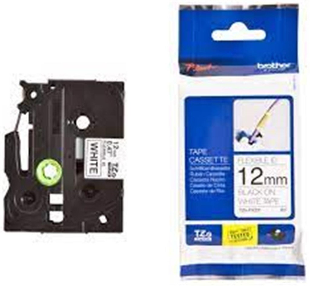 BrotherBrother TZE-FX231 12 mm Beyazı Üzeri Siyah Esnek Laminasyonlu Etiket4977766683630