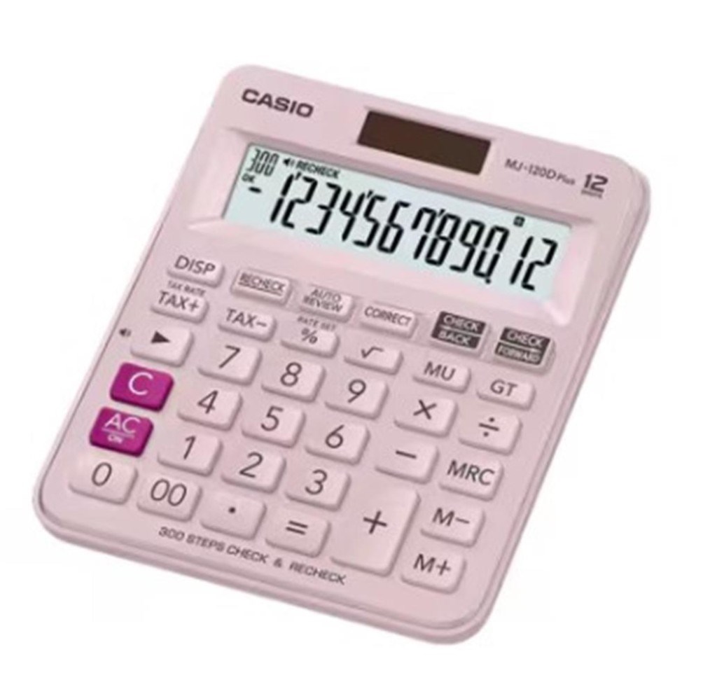 CasioCasio MJ-120D Plus Pembe İşlem Kontrollü 12 Hane Masa Üstü Hesap Makinesi4549526619236