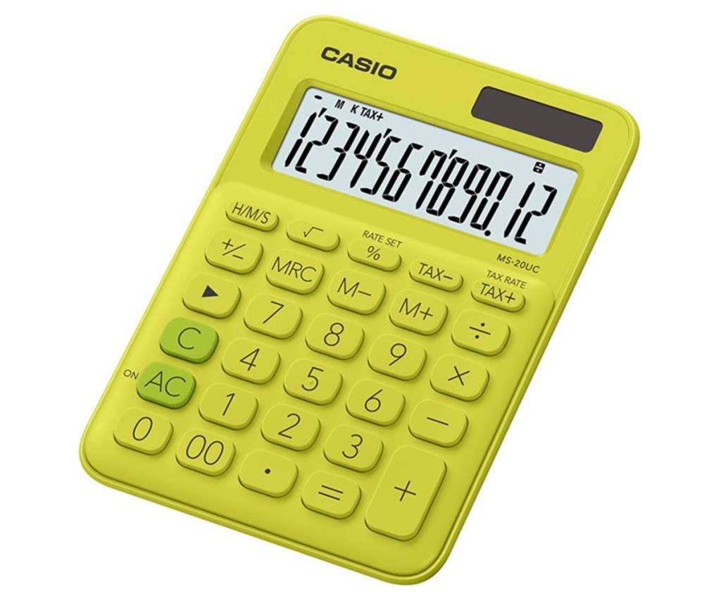 CasioCasio MS-20UC-YG 12 Hane Sarı Masa Üstü Hesap Makinesi4549526603655