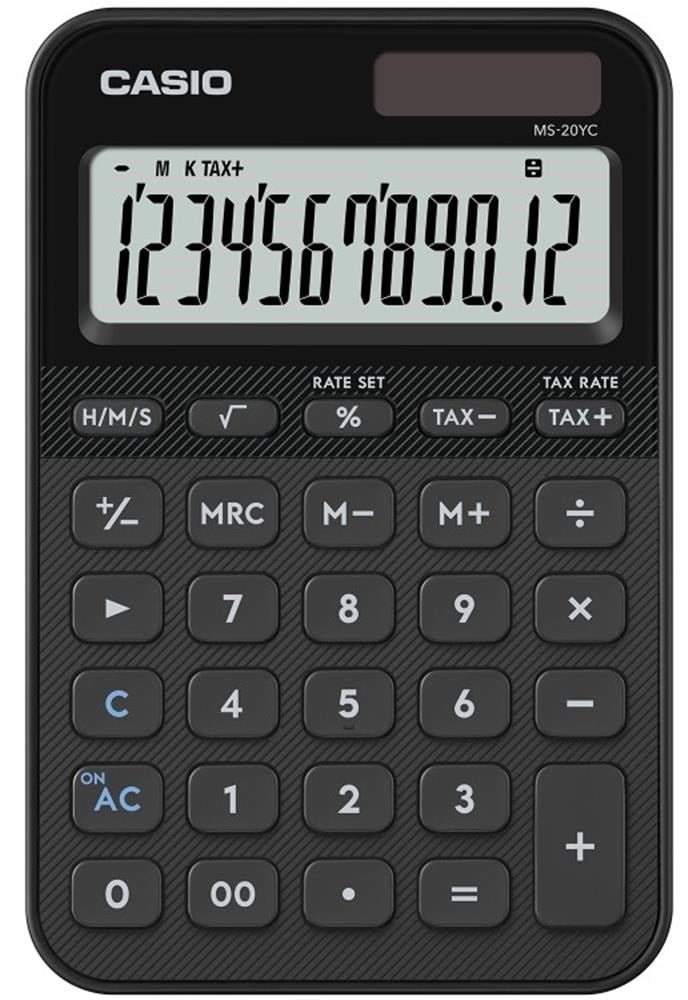 CasioCasio MS-20YC-BK 12 Hane Siyah Masa Üstü Hesap Makinesi4549526621154