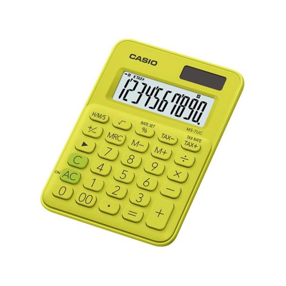 CASIOCasio MS-7UC-YG 10 Hane Limon Sarı Masa Üstü Hesap Makinesi4549526603853
