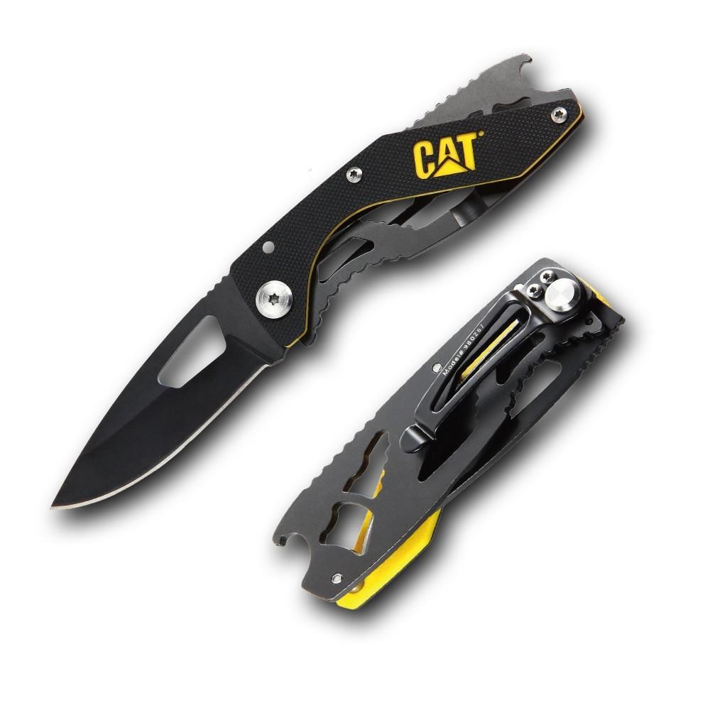 CATCAT DA980267 Kemer Askı Kancalı Şişe Açacaklı Katlanabilir 16CM Paslanmaz Çelik Siyah Kamp ÇakısıDA980267