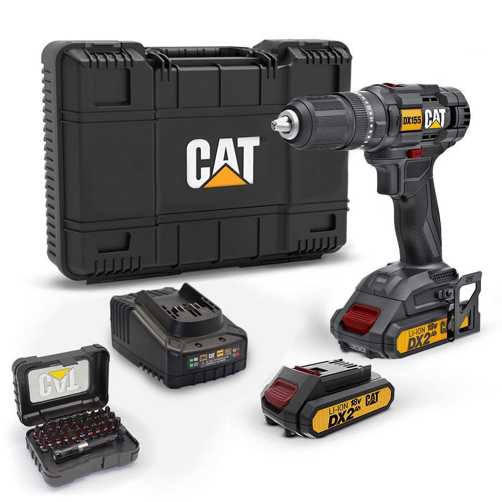 CATCAT DX155.1SET 18Volt/2.0Ah Li-ion Çift Akülü Profesyonel Şarjlı Darbeli Matkap + DA01901 32 Parça Vidalama Uç SetiDX155.1SET