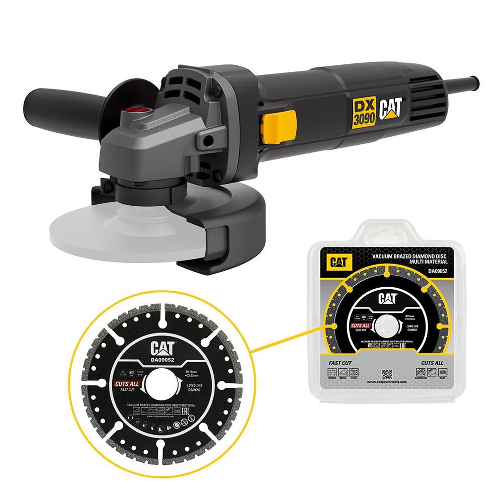 CATCAT DX3090 720Watt 125mm Profesyonel Avuç Taşlama + DA09052 Genel Amaçlı Elmas Kesme DiskiDX3090