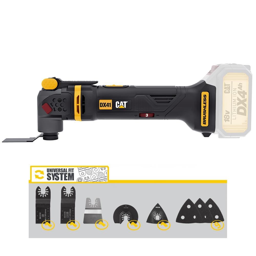 CATCAT DX41B 18Volt Kömürsüz Profesyonel Çok Amaçlı Devir Ayarlı Raspalama+14 Adet Aksesuar (Akü Dahil Değildir)DX41B