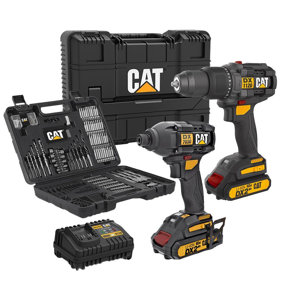 CATCAT DXK201 18Volt/2.0Ah Li-ion Çift Akülü Kömürsüz Profesyonel Şarjlı Darbeli Matkap + DX7030 + DA01903 Kombo SetDXK201